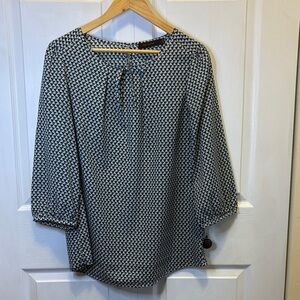 The Limited Blue and White Printed Peasant Blouse - Women